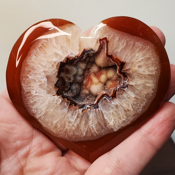 Carnelian Crystal Heart With Druzy - Picture 10 of 12